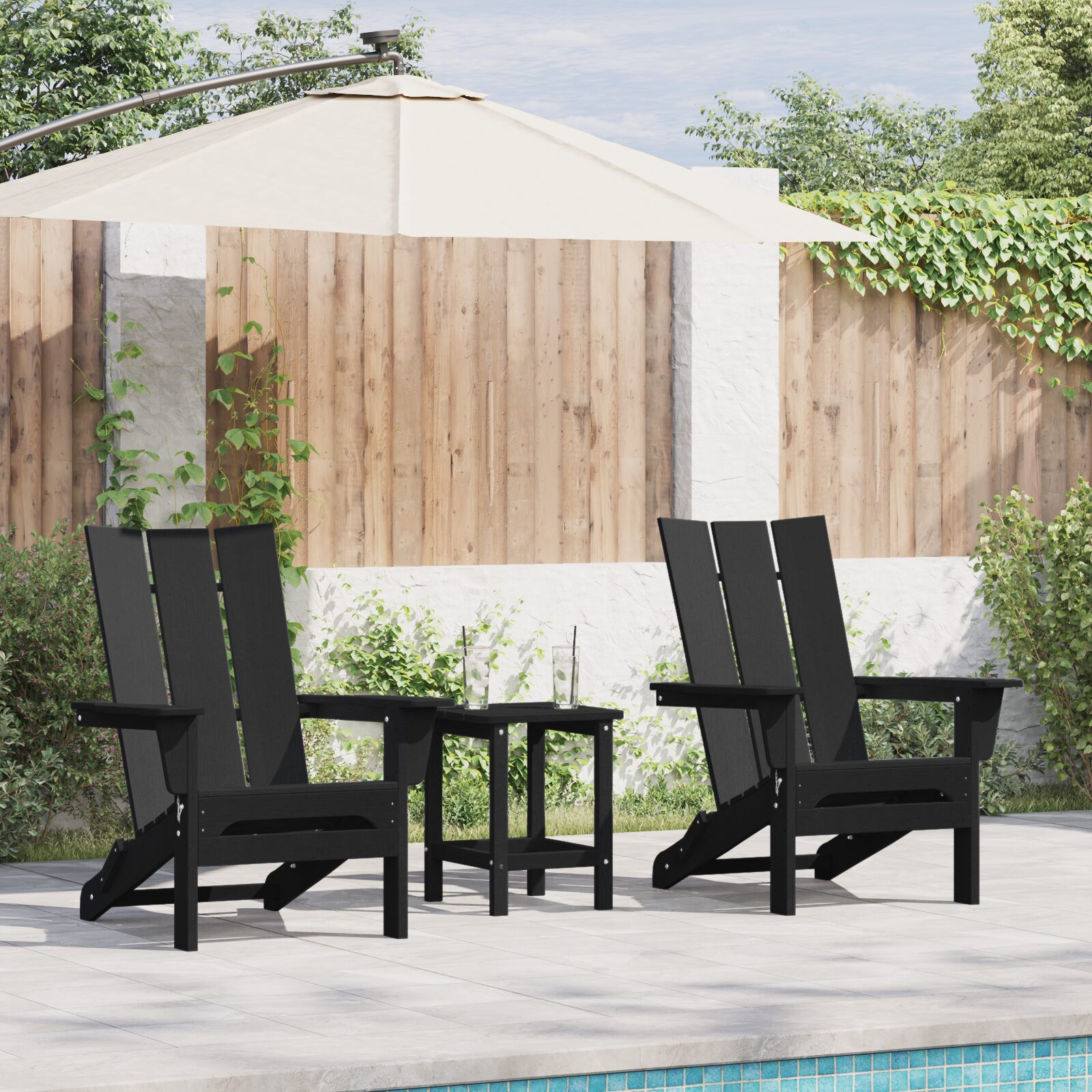 Sedie Adirondack Pieghevoli 2 pz Nero 74.5x80.5x90 cm HDPE