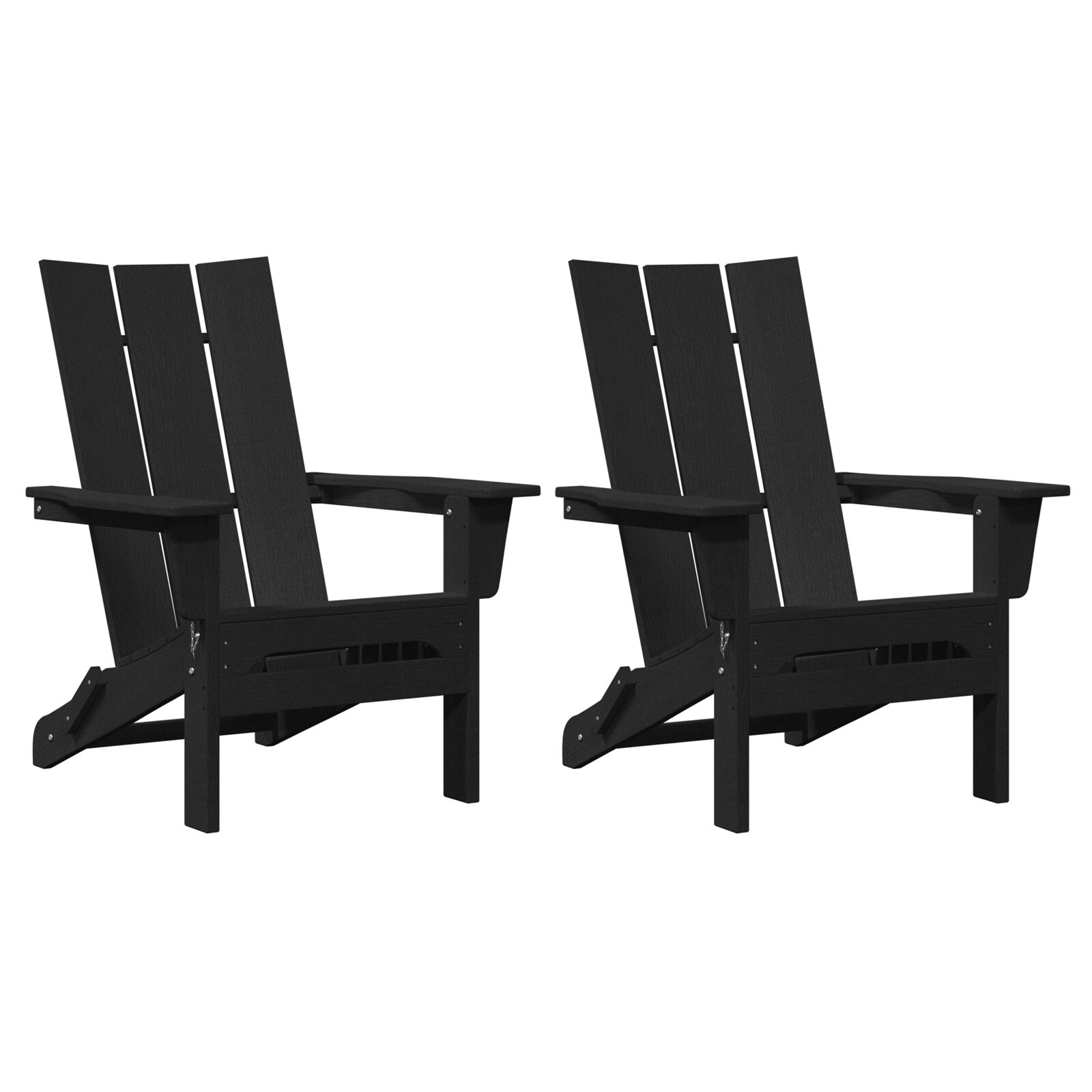 Sedie Adirondack Pieghevoli 2 pz Nero 74.5x80.5x90 cm HDPE - immagine 2