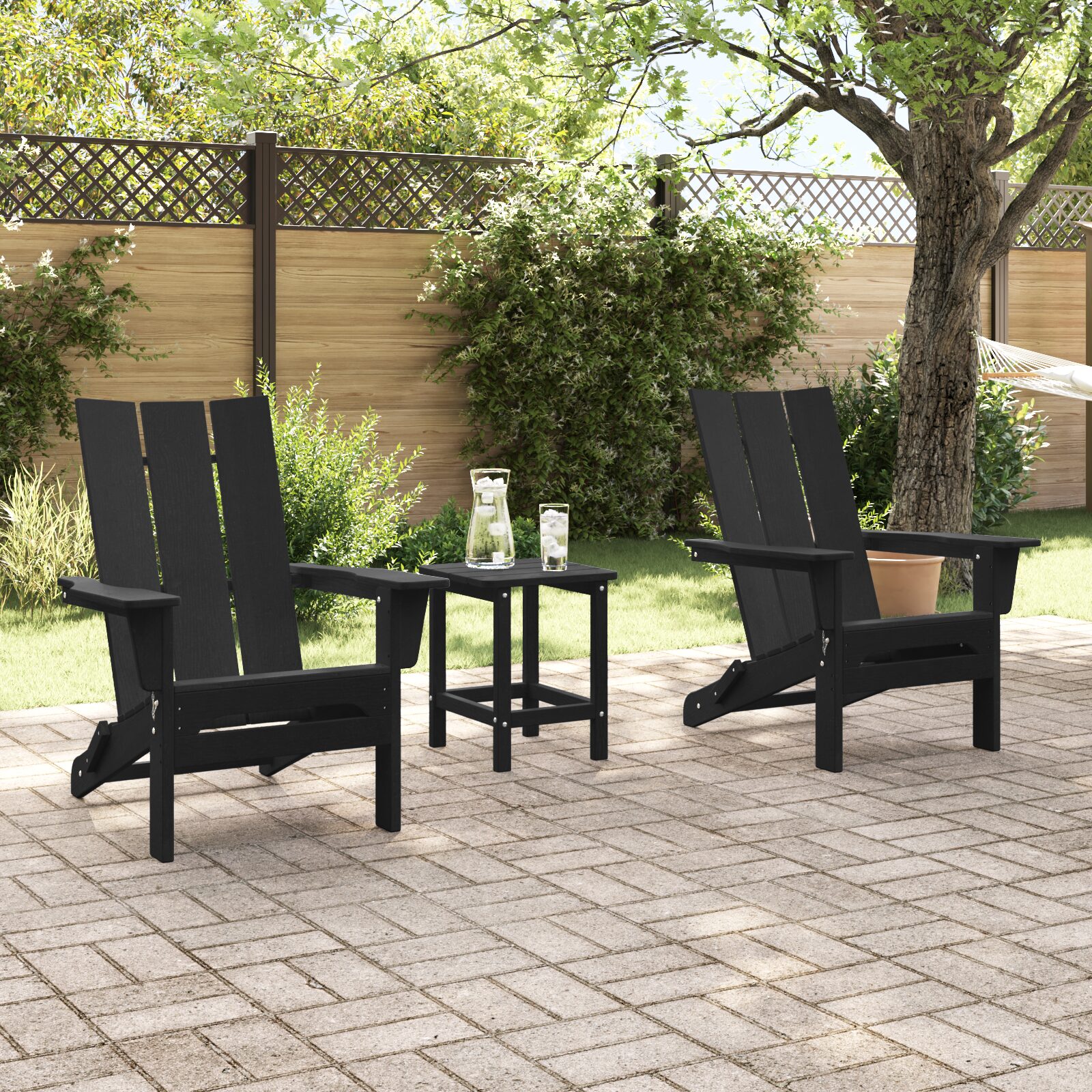 Sedie Adirondack Pieghevoli 2 pz Nero 74.5x80.5x90 cm HDPE - immagine 3