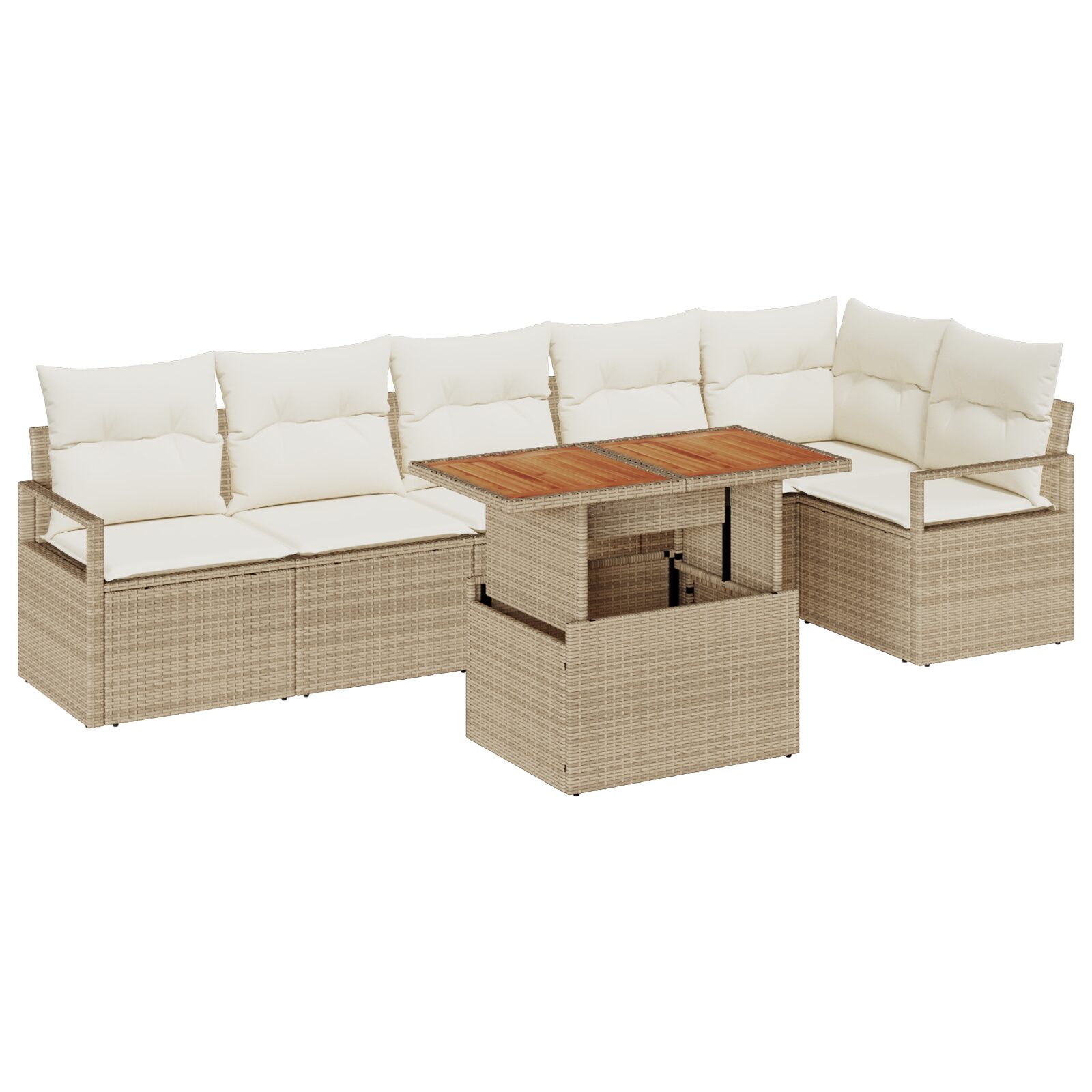 Set divani giardino 7 pezzi con cuscini beige in polyrattan - immagine 2