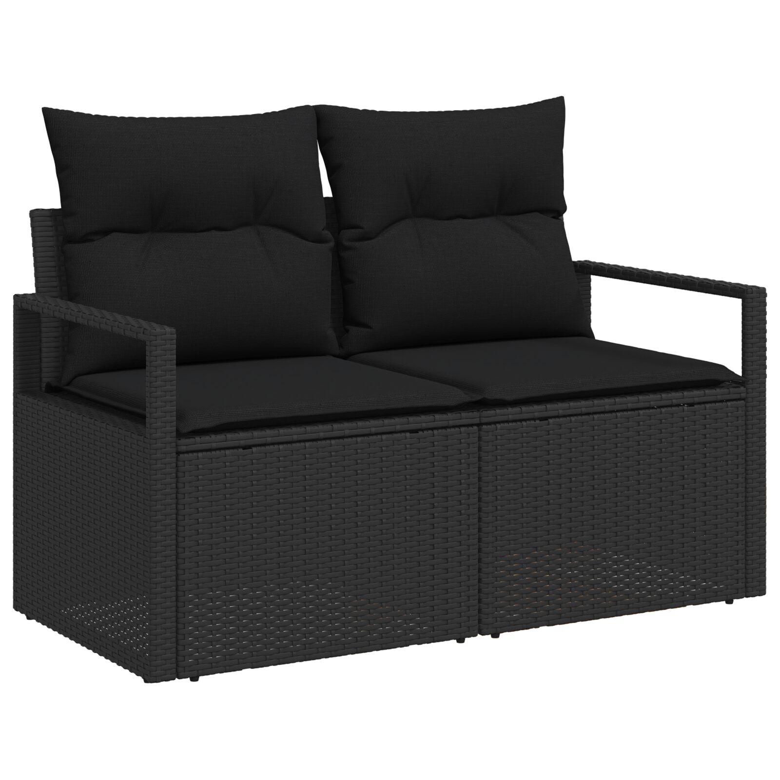 Set da Giardino da 12 pezzi con Cuscini Nero Polyrattan Acacia - immagine 6