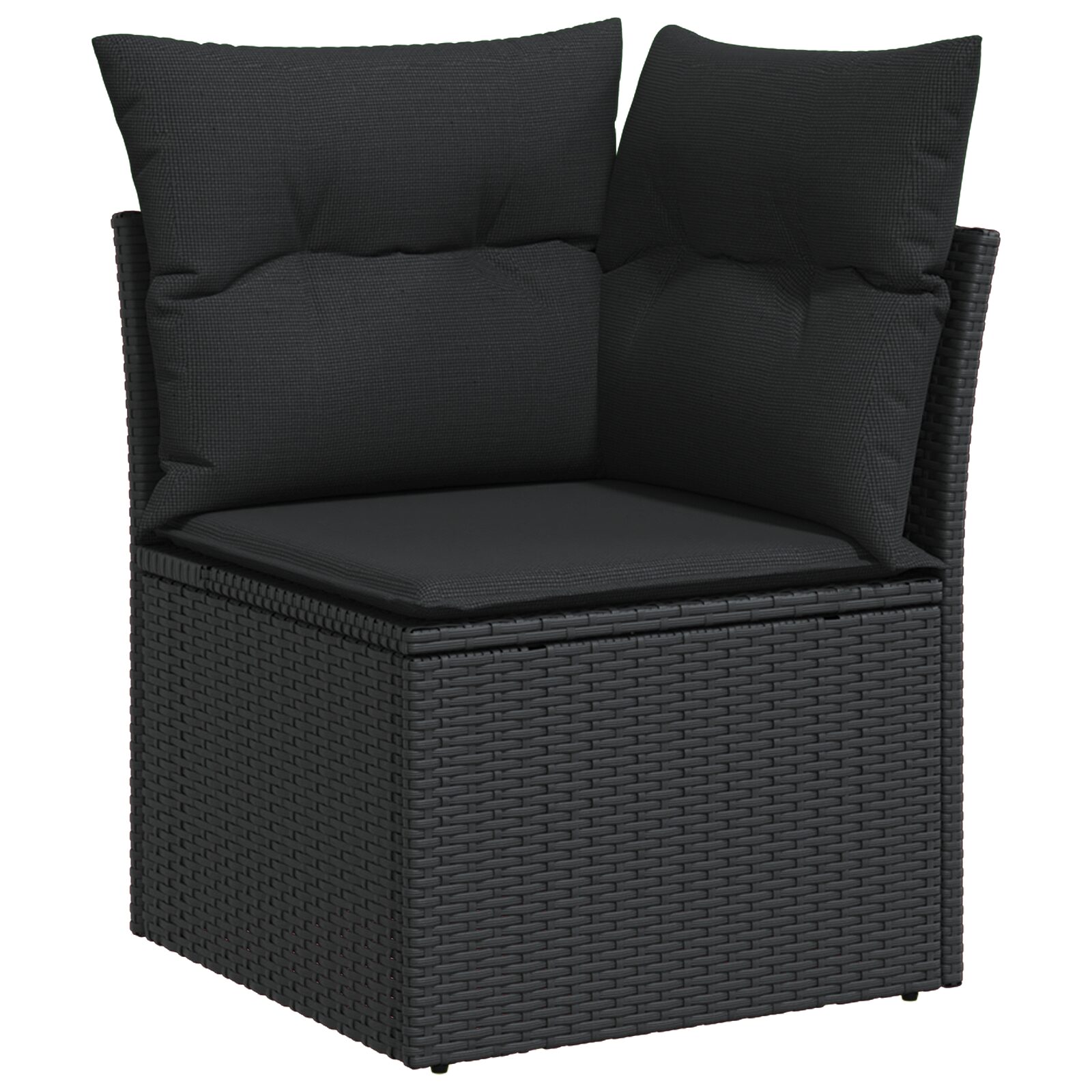 Set da Giardino da 12 pezzi con Cuscini Nero Polyrattan Acacia - immagine 7