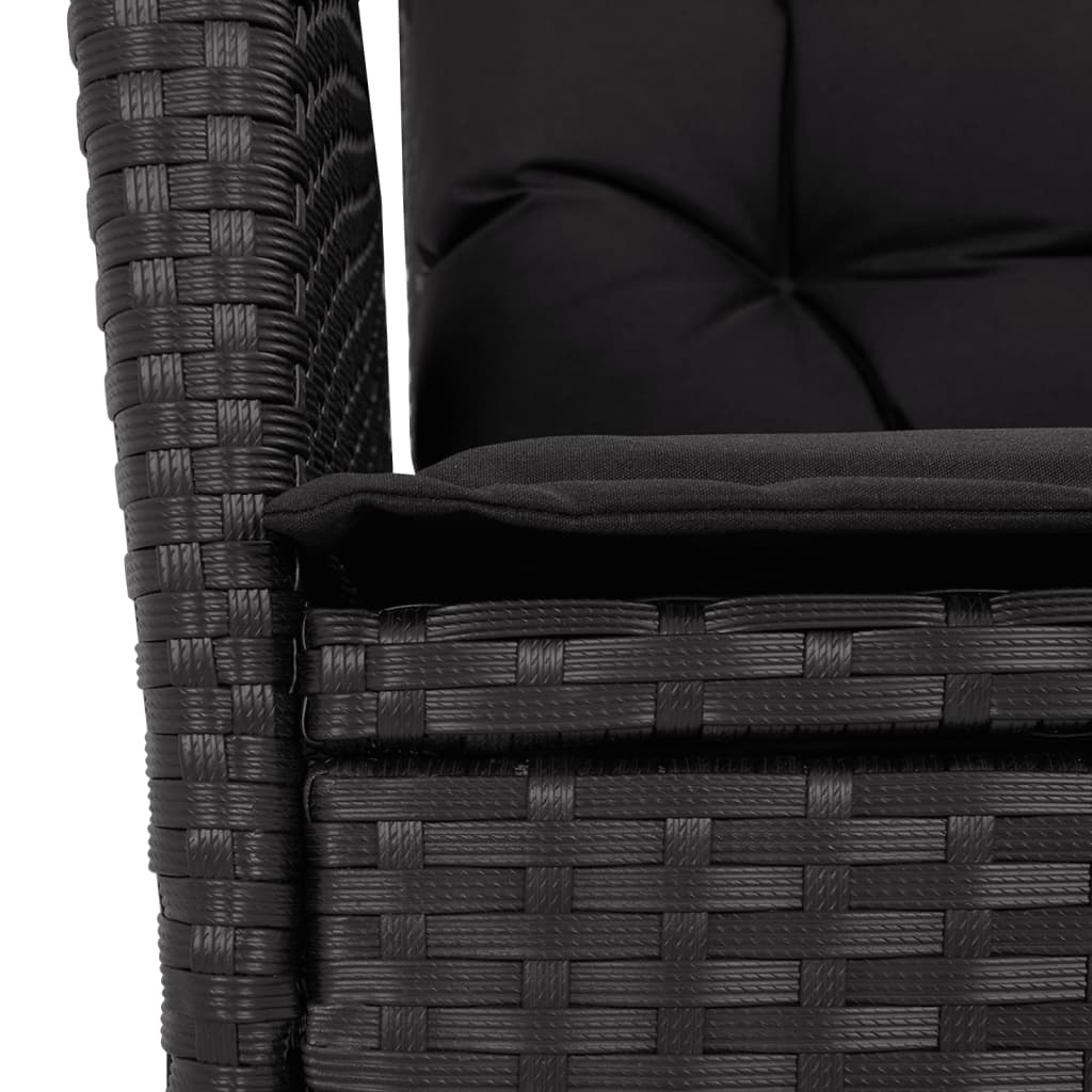 Set da Pranzo da Giardino 7 pz Nero con Cuscini in Polyrattan - immagine 5