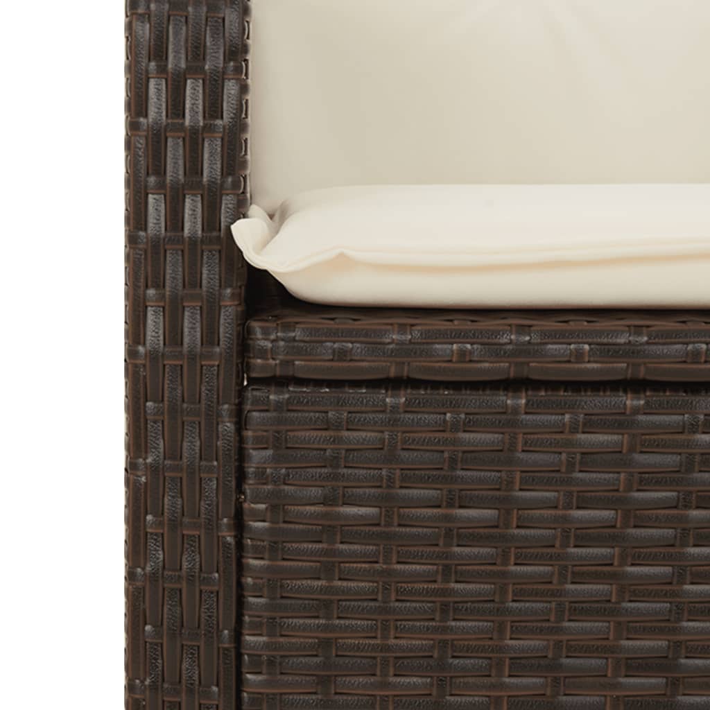Set da Pranzo da Giardino 5pz con Cuscini in Polyrattan Marrone - immagine 5
