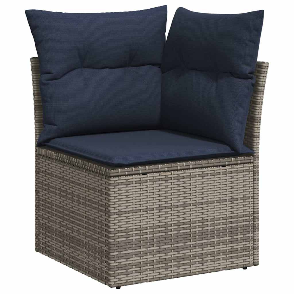 Set Divano da Giardino 8 pz con Cuscini Grigio in Polyrattan - immagine 4