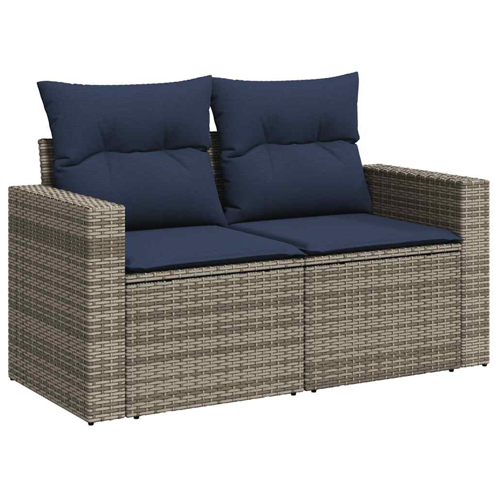 Set Divano da Giardino 10 pz con Cuscini Grigio in Polyrattan - immagine 5