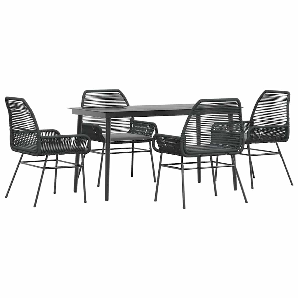 Set da Pranzo da Giardino con Cuscini 5 pz Polyrattan Vetro - immagine 2