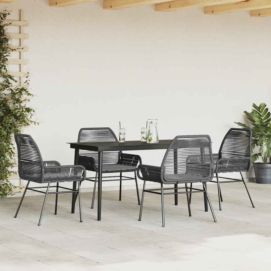 Set da Pranzo da Giardino con Cuscini 5 pz Polyrattan Vetro - immagine 3