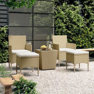 Set Bistrot Giardino 3 pz Polyrattan e Vetro Temperato Grigio