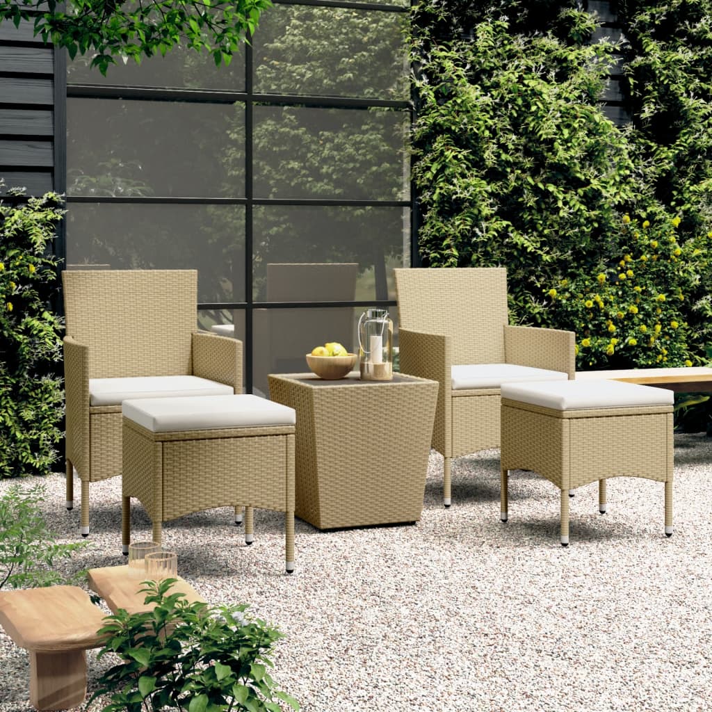 Set Bistrot Giardino 3 pz Polyrattan e Vetro Temperato Grigio