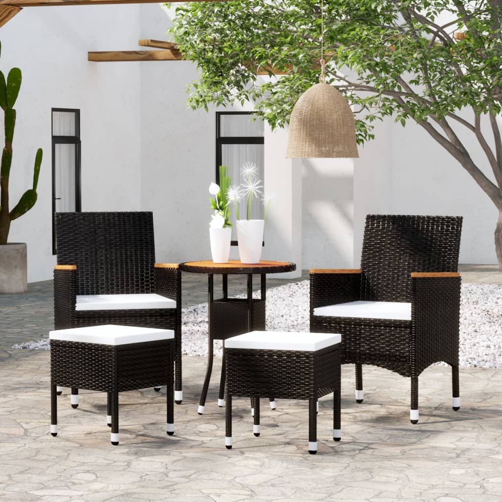 Set Divani da Giardino 5 pz in Polyrattan Grigio