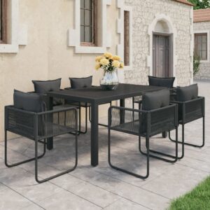 Set da Pranzo da Giardino 5 pz in Rattan PVC Nero