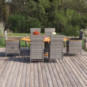 Set Mobili da Pranzo per Giardino 7 pz in Polyrattan Beige