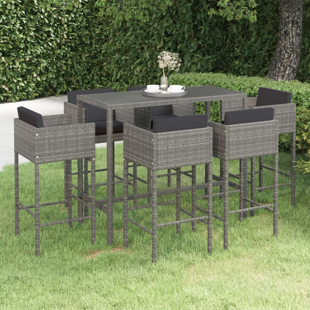 Set da Bar da Giardino 5 pz con Cuscini in Polyrattan Marrone
