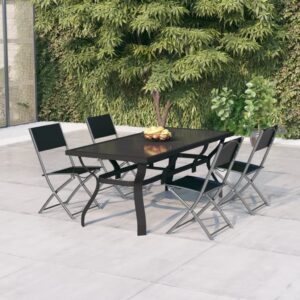 Set da Pranzo da Giardino 7 pz Grigio e Nero