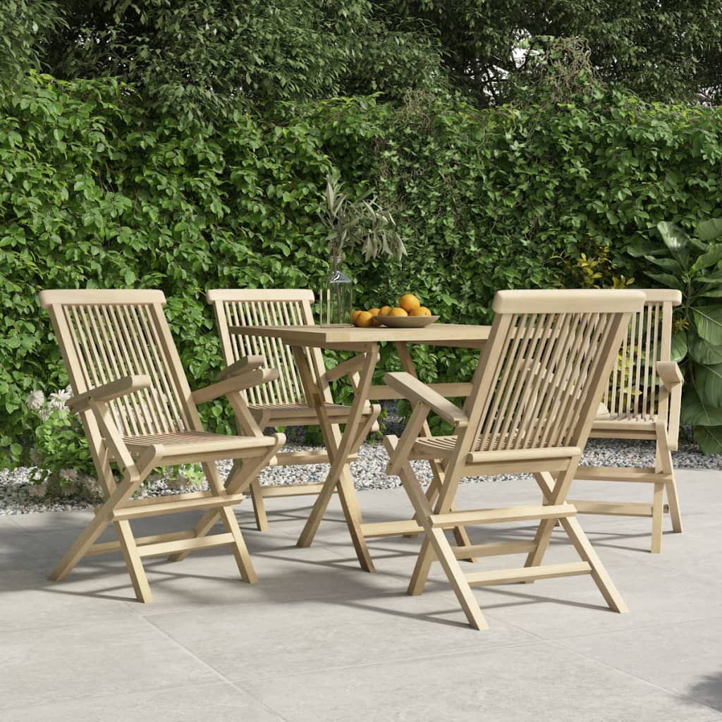 Sedie Giardino Pieghevoli 8pz Grigie 56x61x89 cm Massello Teak