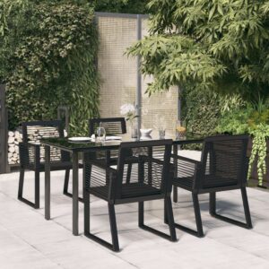 Set Mobili da Pranzo per Giardino 7 pz Nero