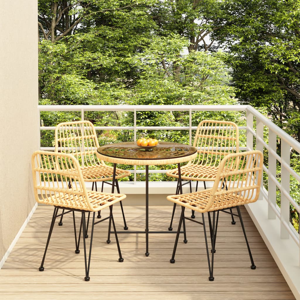Set da Pranzo da Giardino 5 pz Nero in Polyrattan