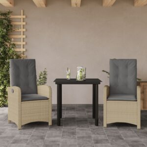 Set Pranzo da Giardino 5 pz con Cuscini Beige Misto Polyrattan