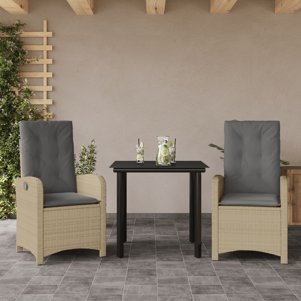 Set Pranzo da Giardino 5 pz con Cuscini Beige Misto Polyrattan