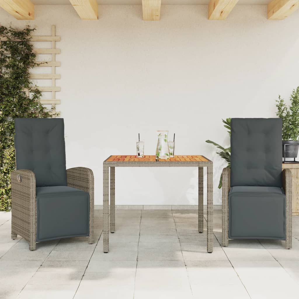 Set da Pranzo da Giardino 7 pz Nero con Cuscini in Polyrattan