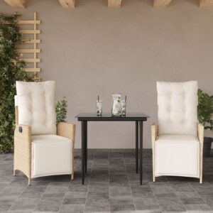 Set da Pranzo da Giardino 5 pz con Cuscini Beige in Polyrattan