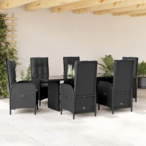 Set da Pranzo da Giardino 9 pz con Cuscini in Polyrattan Grigio