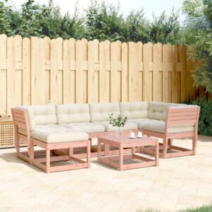 Set Divani Giardino 6 pz con Cuscini in Legno Massello di Pino