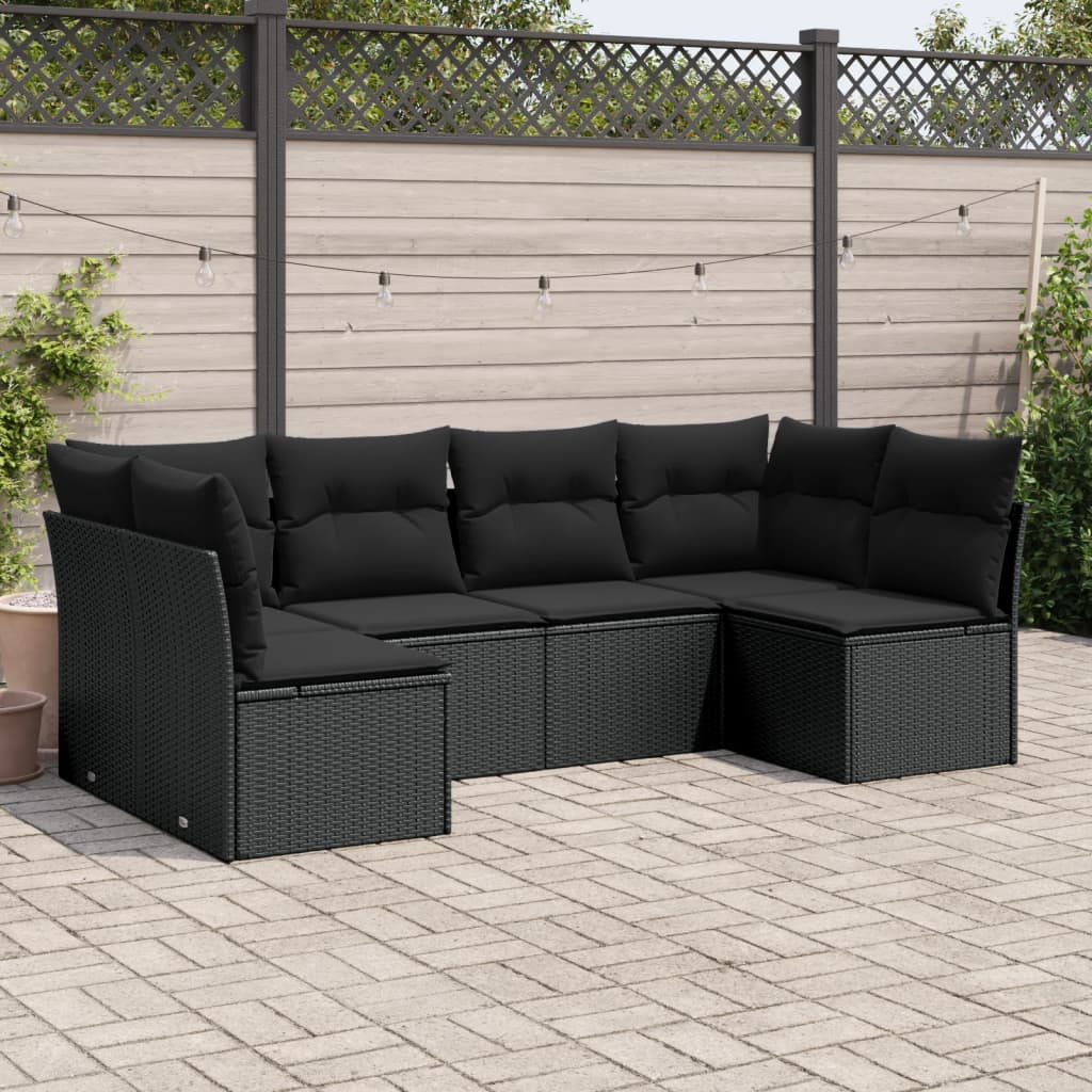 Set Divano da Giardino 6pz con Cuscini Grigio Chiaro Polyrattan