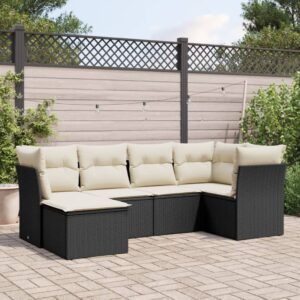 Set Divano da Giardino 6 pz con Cuscini Grigio in Polyrattan