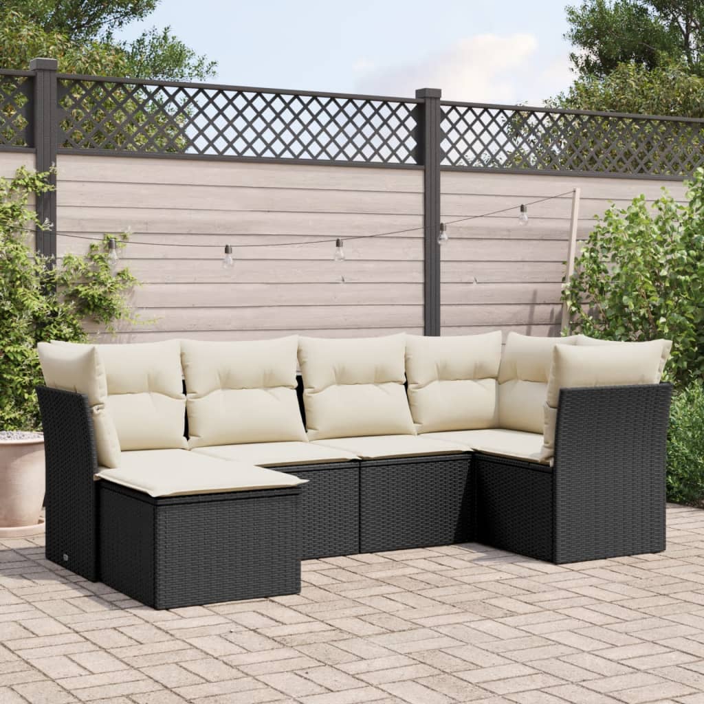 Set Divano da Giardino 6 pz con Cuscini Grigio in Polyrattan