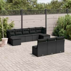 Set Divano da Giardino 10 pz con Cuscini Beige in Polyrattan