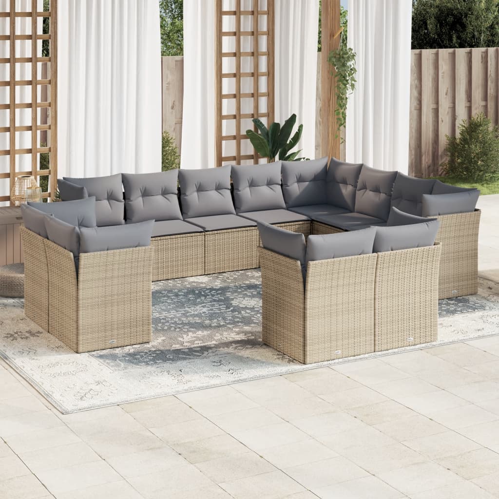 Set Divani da Giardino 12 pz con Cuscini Marrone in Polyrattan