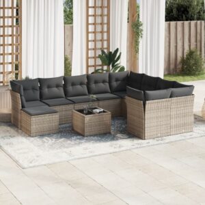 Set Divani da Giardino 11 pz con Cuscini in Polyrattan Nero