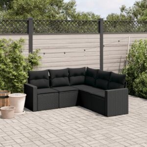 Set Divano da Giardino 6 pz con Cuscini Grigio in Polyrattan