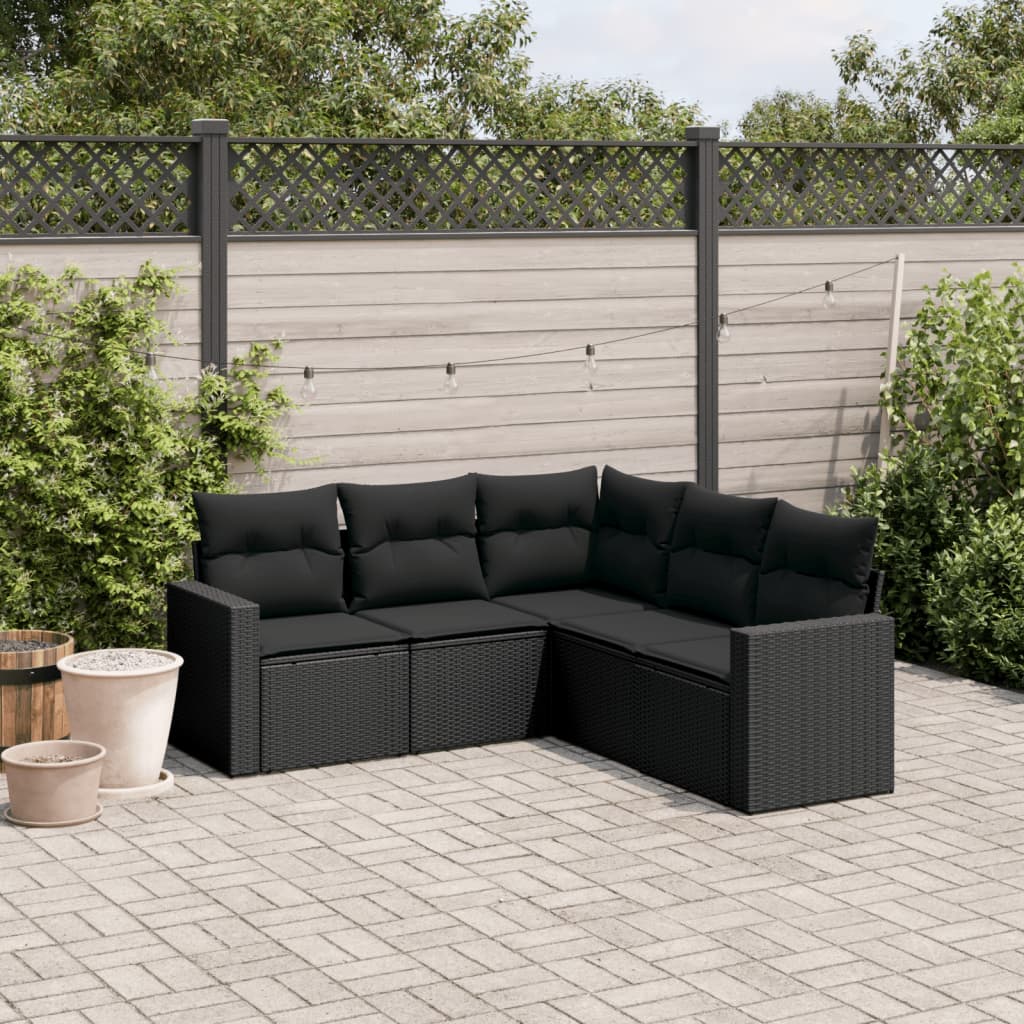 Set Divano da Giardino 6 pz con Cuscini Grigio in Polyrattan