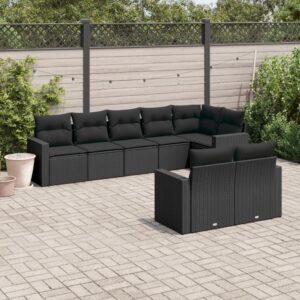Set Divano da Giardino 8 pz con Cuscini Grigio in Polyrattan