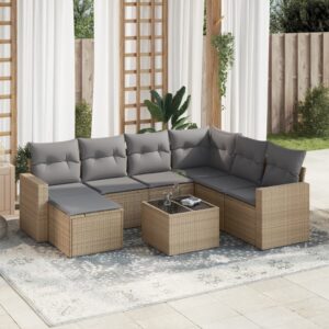 Set Divani da Giardino con Cuscini 8 pz Nero in Polyrattan