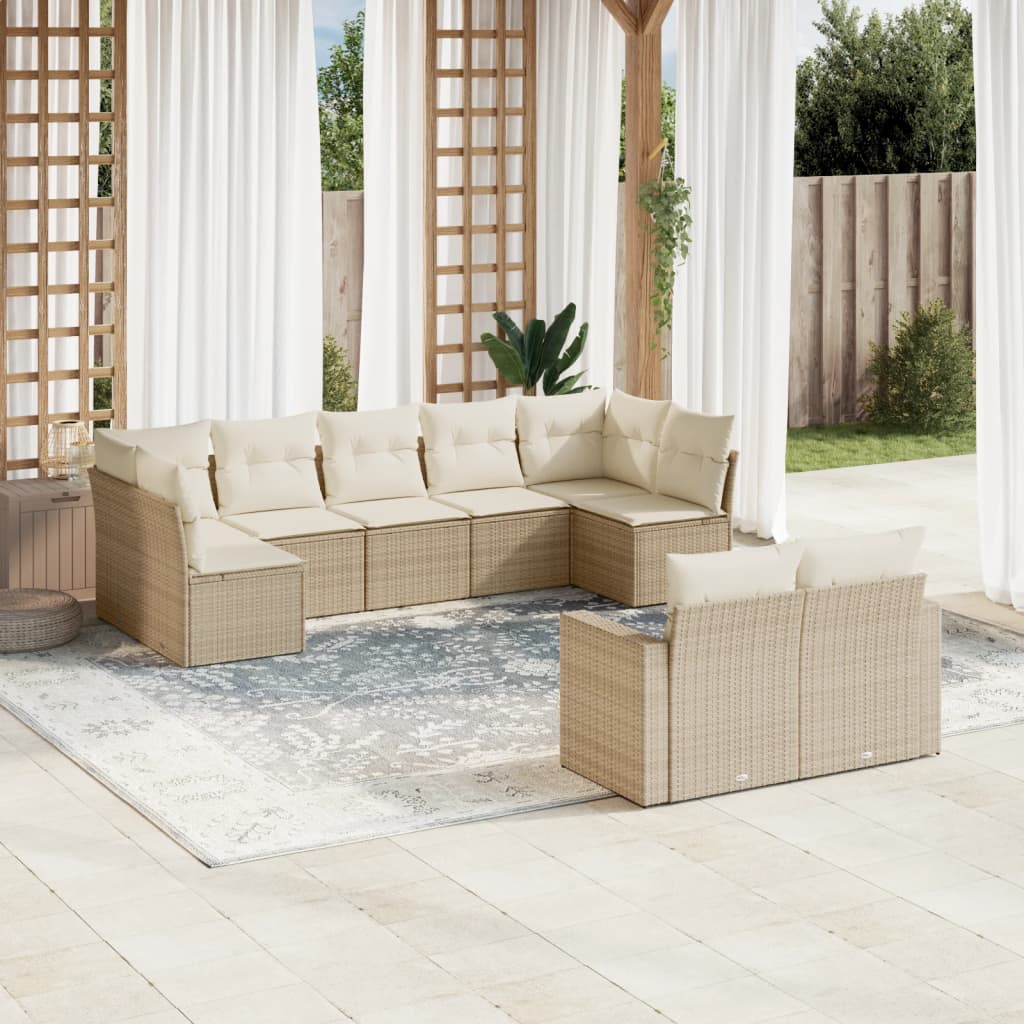 Set Divano da Giardino 9 pz con Cuscini Grigio in Polyrattan