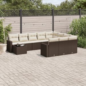Set Divani da Giardino 11 pz con Cuscini in Polyrattan Grigio