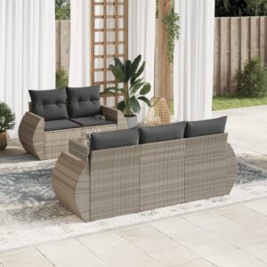 Set Divano da Giardino 6 pz con Cuscini Beige in Polyrattan
