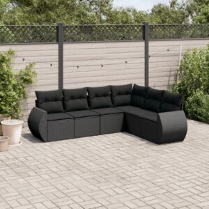Set Divano da Giardino 6 pz con Cuscini Beige in Polyrattan