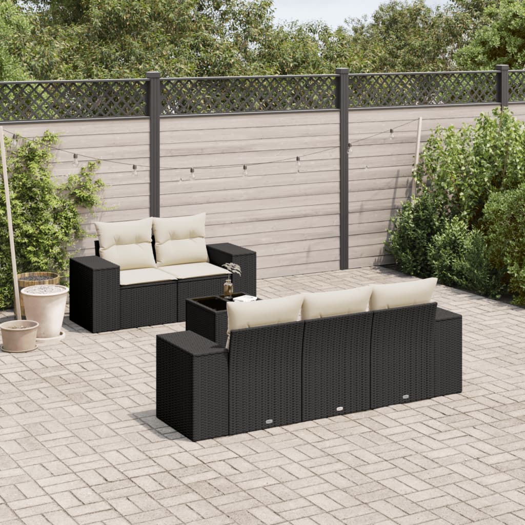 Set Divano da Giardino 6 pz con Cuscini Beige in Polyrattan