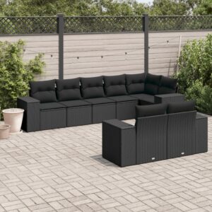 Set Divano da Giardino 8pz con Cuscini Grigio Chiaro Polyrattan