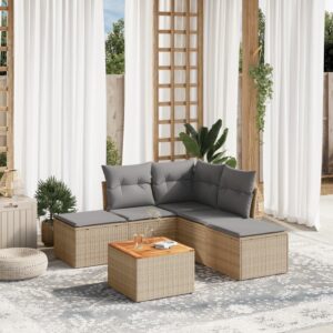 Set Divano da Giardino 6 pz con Cuscini Grigio in Polyrattan