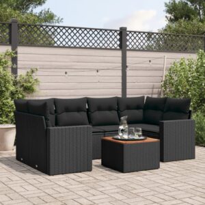 Set Divani da Giardino 7 pz con Cuscini Grigio in Polyrattan