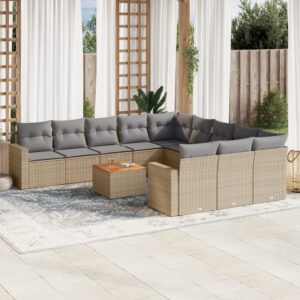 Set Divani da Giardino 12 pz con Cuscini Grigio in Polyrattan