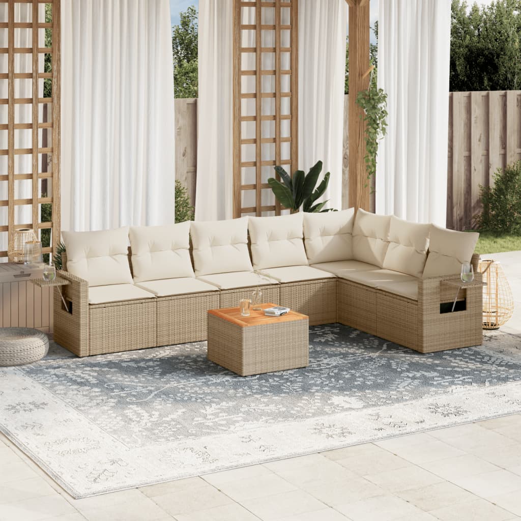 Set Divani da Giardino con Cuscini 8 pz Nero in Polyrattan