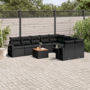 Set Divano da Giardino 10 pz con Cuscini Grigio in Polyrattan