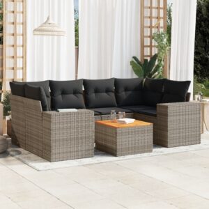 Set Divani da Giardino con Cuscini 7pz Nero Polyrattan